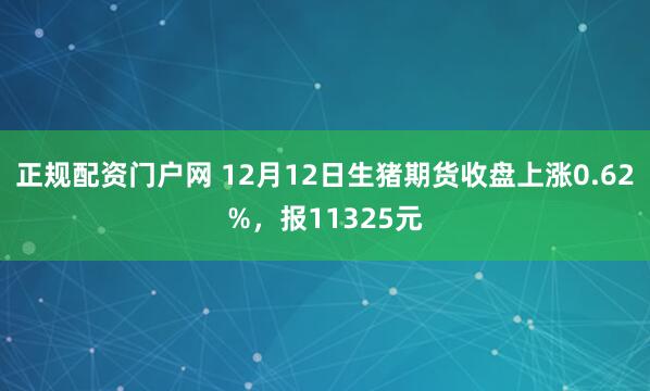 正规配资门户网 12月12日生猪期货收盘上涨0.62%，报11325元