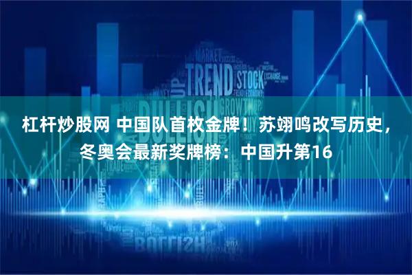 杠杆炒股网 中国队首枚金牌！苏翊鸣改写历史，冬奥会最新奖牌榜：中国升第16